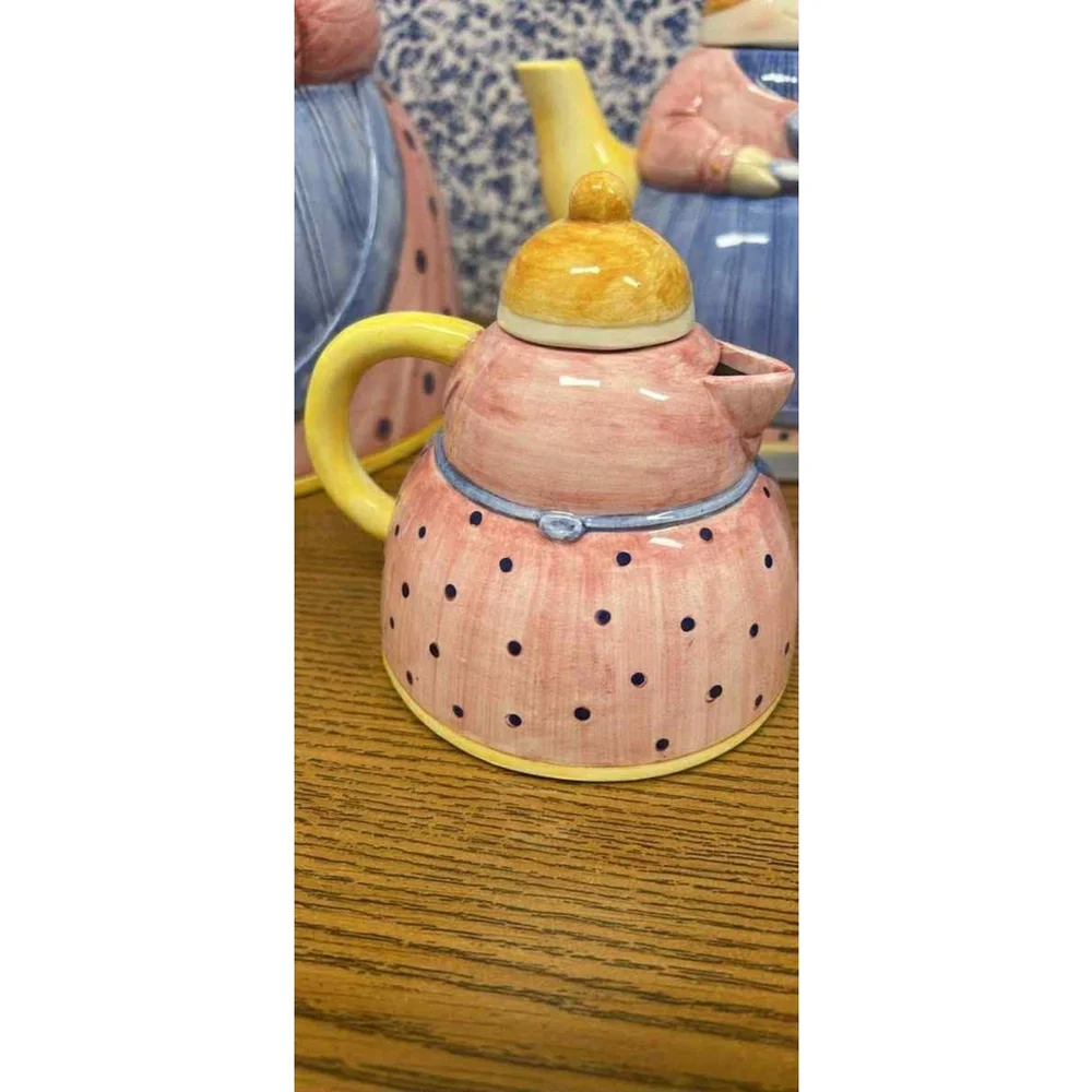 Down Home Collection Farmer Wife Roshco 1995 Vintage SET X4 Pot Creamer Sugar